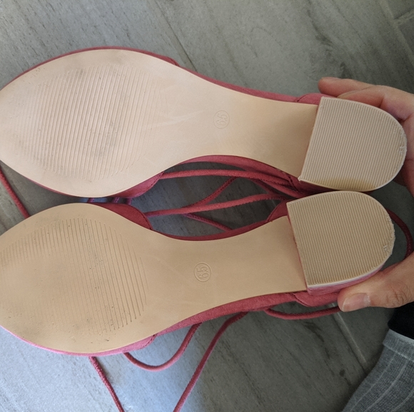 LOFT Pink Lace Up Pumps - Block Heels - 6.5 - Picture 3 of 6